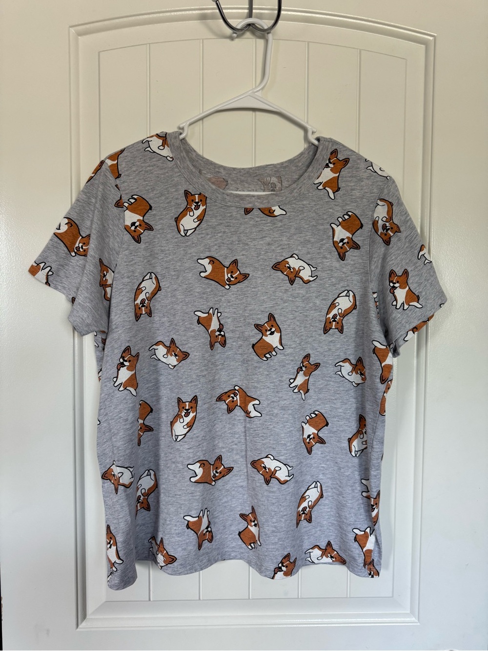 Zoe + Liv Corgi Dog Print Gray Graphic Tee Women’s XL